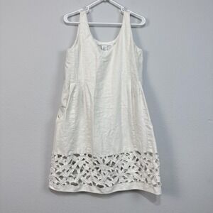 Diane Von Furstenberg Dress Womens 6 Linen Sleeveless Pockets Lace Hem Summer